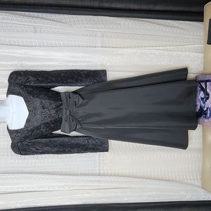 Vintage Black Lace & Chiffon 80's 90's Puff Sleeve Prom Party Cocktail Dress